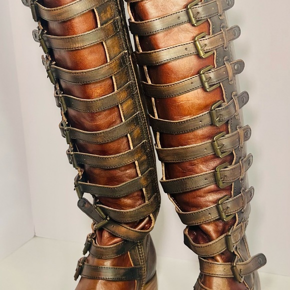 Freebird Boots - Rylan - Cognac Multi - Size 8 - Tall Lace Up Leather Boots - Picture 4 of 16